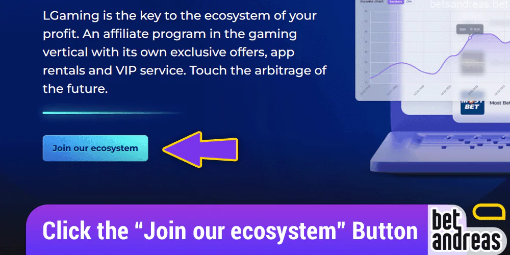 Click the "Join our ecosystem" button on the Betandreas website
