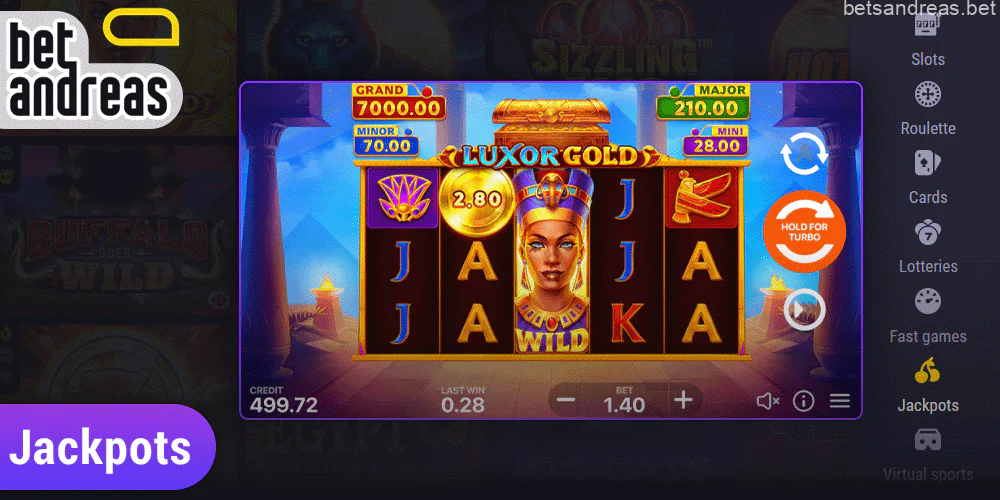 Slots with jackpots at Betandreas gambling site in Bangladesh