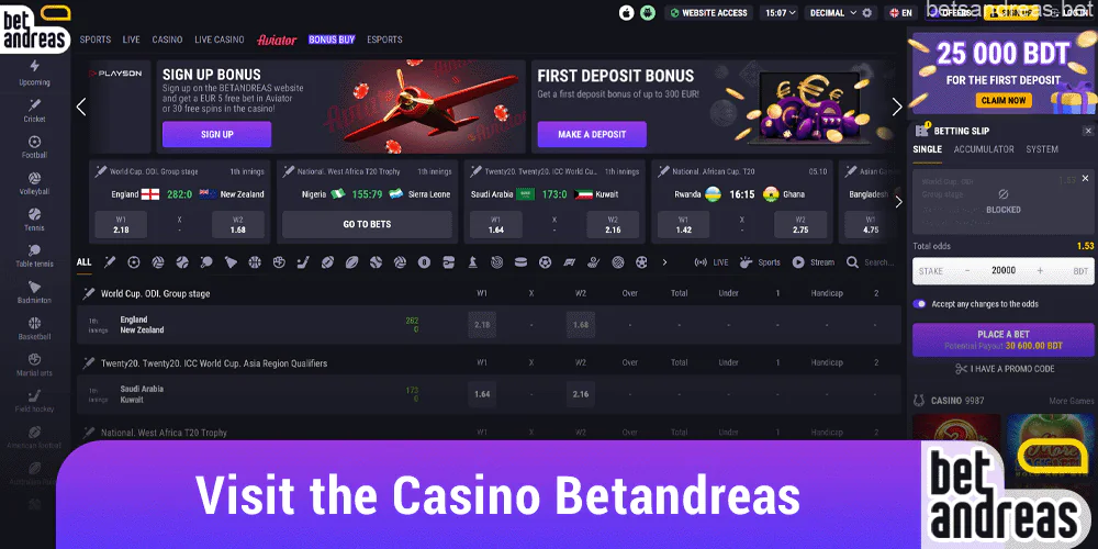 Visit the Casino Betandreas website on your computer or mobile device