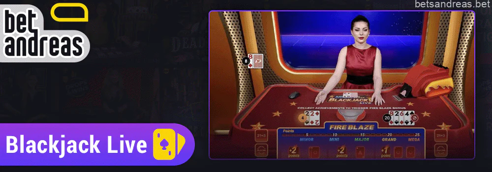 Blackjack category on Betandreas Casino Live