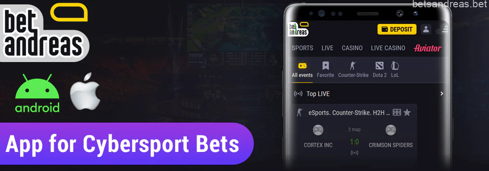 Mobile app Betandreas for Esports Betting in Bangladesh