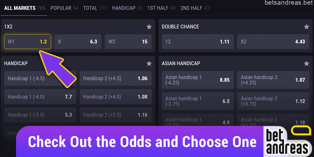 Explore the odds and choose the right event at Betandreas