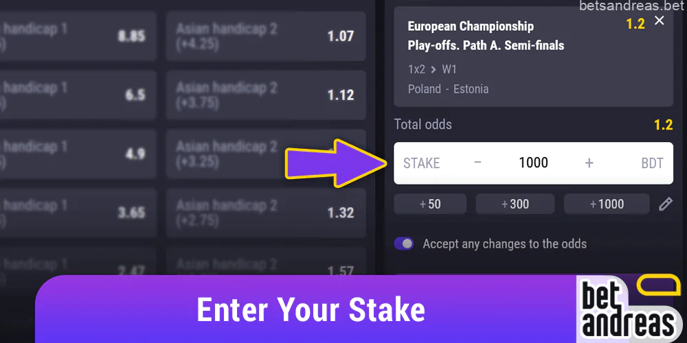 Enter your football bet on Betandreas