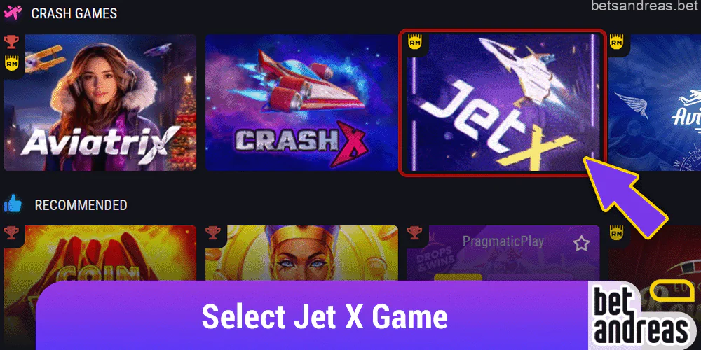 Under crash games at Betandreas, select JetX