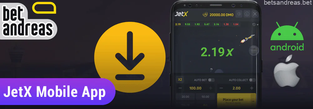 JetX mobile app on Betandreas for Android and iOS