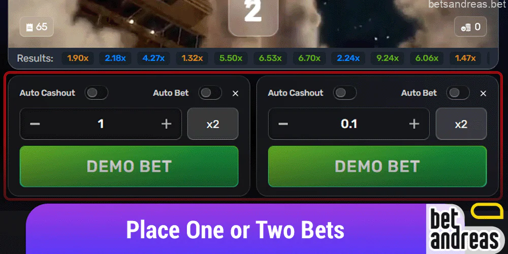 Place one or two bets in the Rocketon game on Betandreas