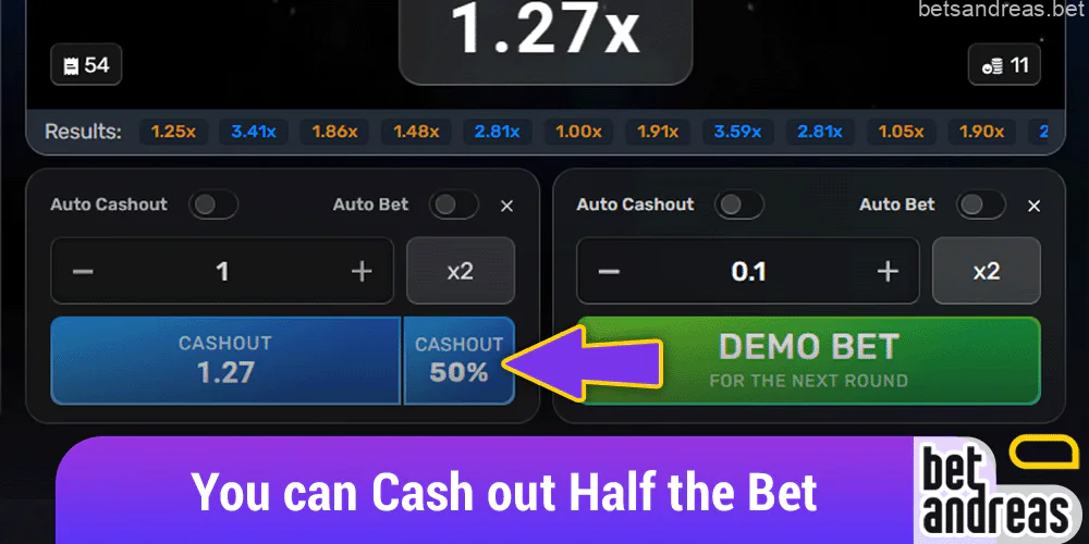Cash out your bets on the Rocketon game in Betandreas