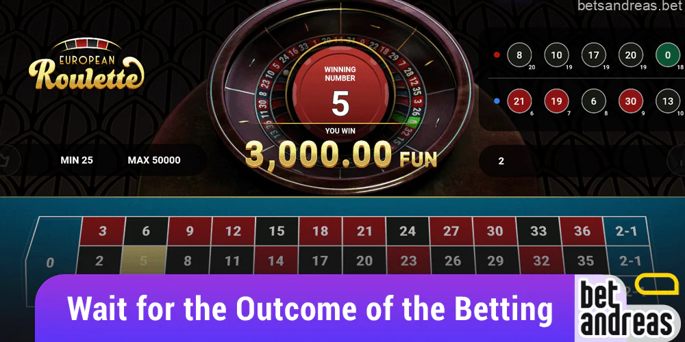 Wait for the results of spinning the wheel in roulette at Betandreas
