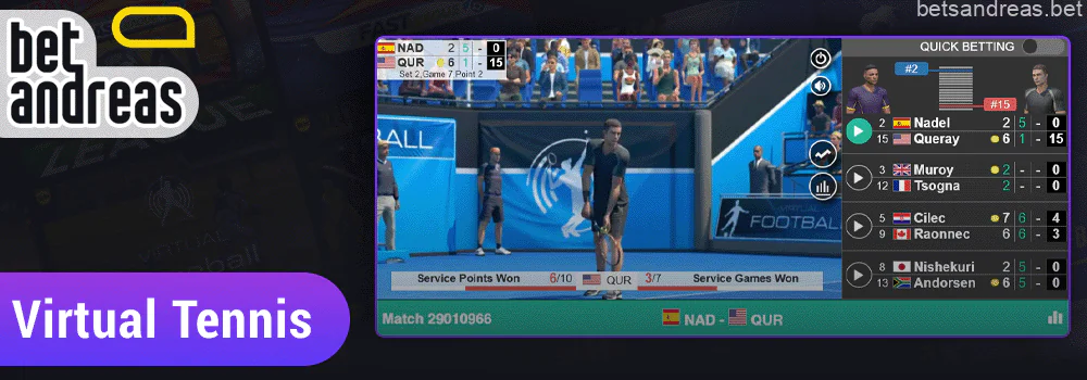 Virtual Tennis by Leap and by 1×2 Gaming at Betandreas